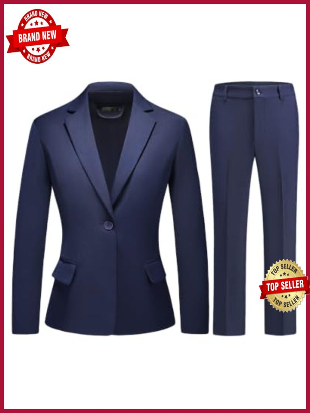 Women's Business Suit 2-Piece Set Classic One Button Blazer Pants